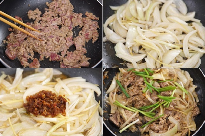 xào thịt bò với hành tây sốt XO kiểu nhật