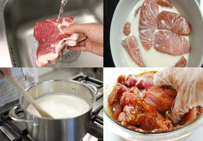 Rửa thịt, nhúng qua sữa và ướp là những bước đầu tiên trong cách làm thịt tự làm
