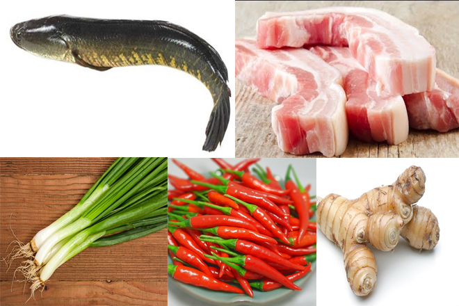 Cá lóc, thịt heo là nguyên liệu chính để chế biến món ăn