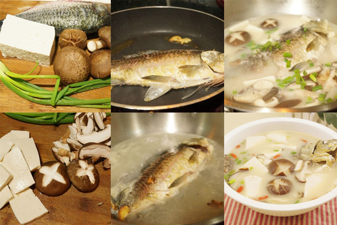 Cách làm canh cá chép nấm hương. 