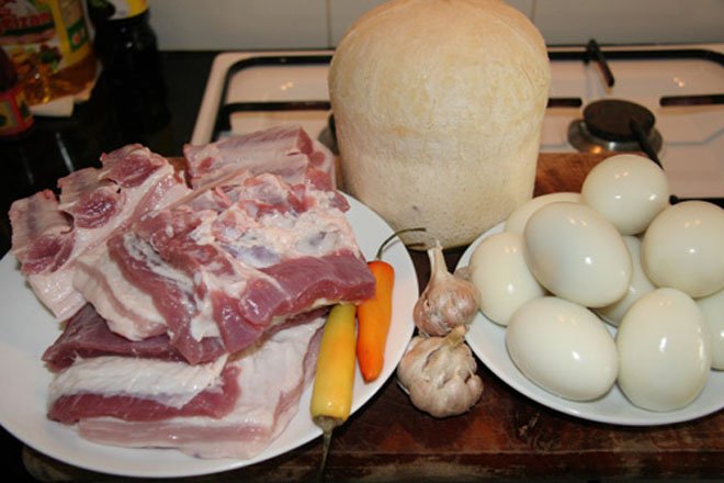 Nguyên liệu nấu thịt heo trứng gà