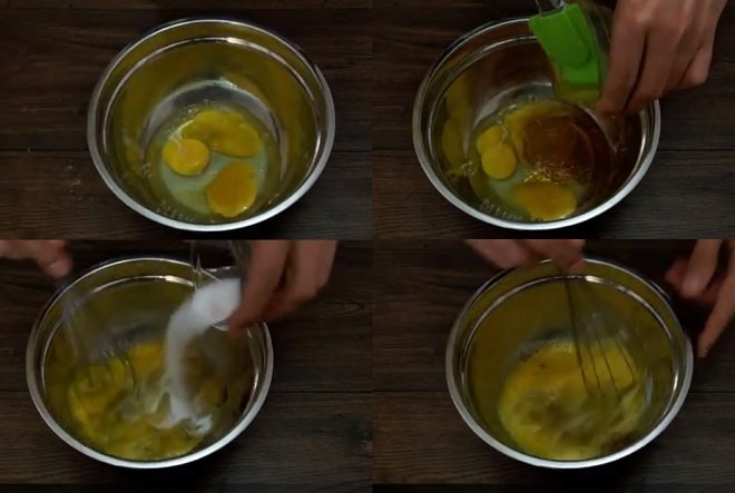 Đánh trứng với mật ong và muối đường