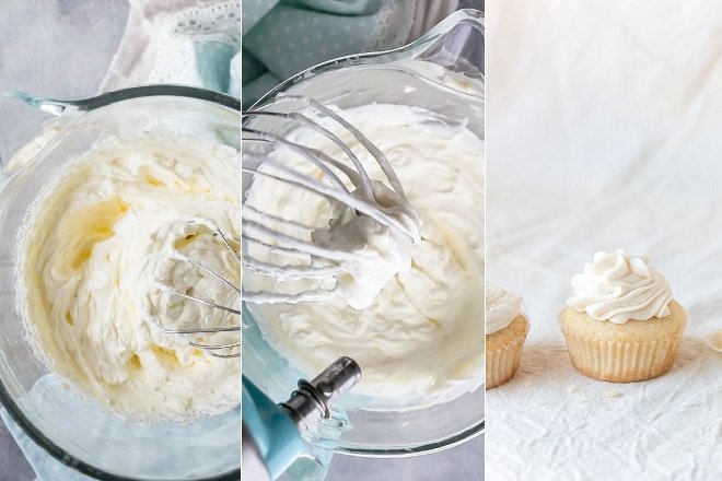 cách làm kem tươi phô mai phủ bánh cupcake