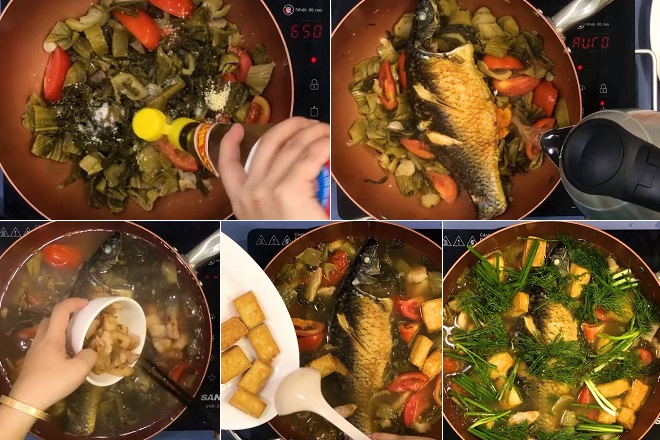 Cách nấu canh cá chép om dưa cải