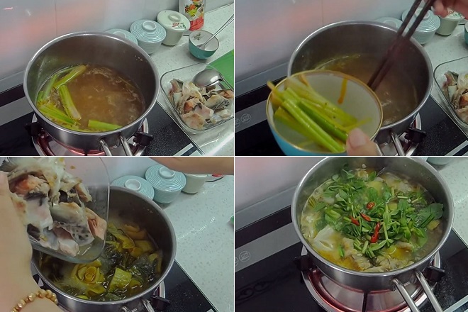 Cách nấu canh đầu cá hồi với bắp cải chua