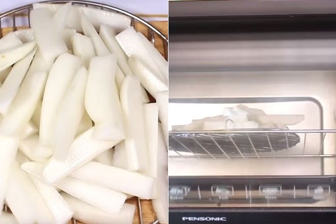 cách sấy khô củ cải trắng bằng lò nướng mà không cần phơi nắng