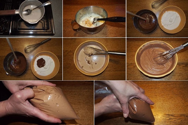 Cách làm lớp mousse sô cô la đen và kem bỏ túi