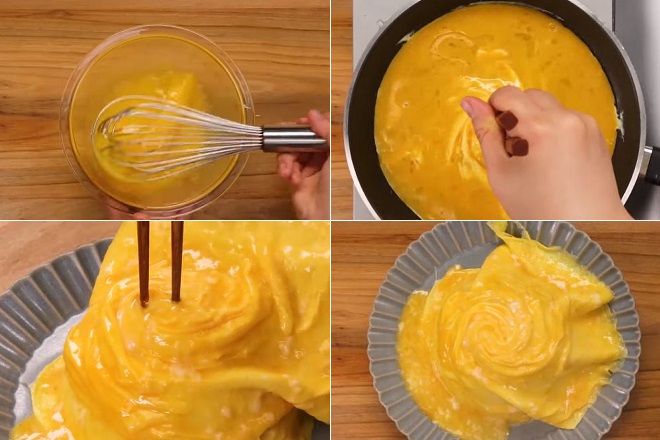 cách làm trứng rán omurice omelette lốc xoáy kiểu nhật