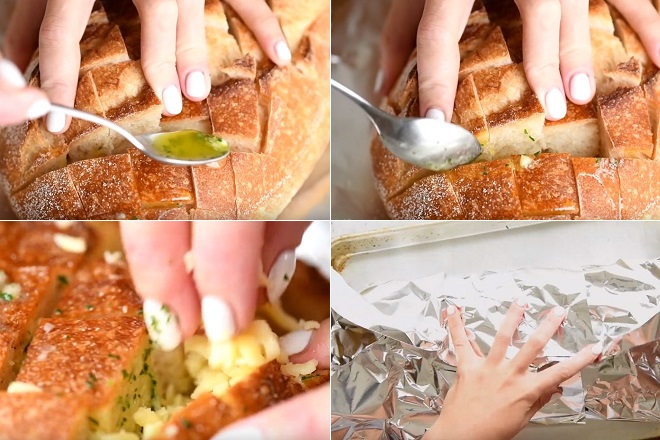 cách làm bánh mì phủ sốt bơ tỏi phô mai