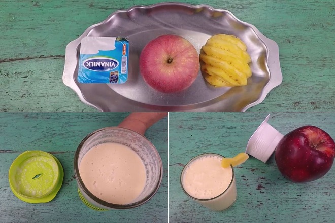 Cách làm sinh tố táo dứa sữa chua