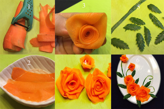 Cách cắt hoa hồng từ cà rốt