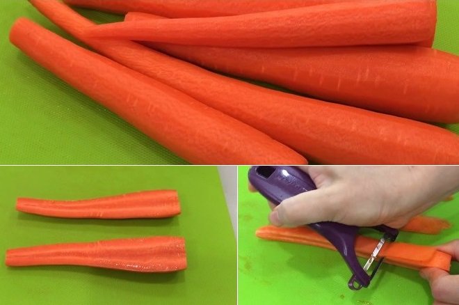 Bào cà rốt thành những lát mỏng