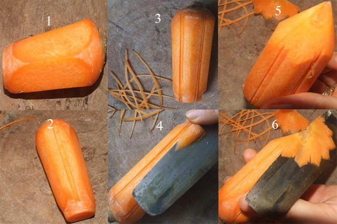 Cách cắt hoa cà rốt xoáy
