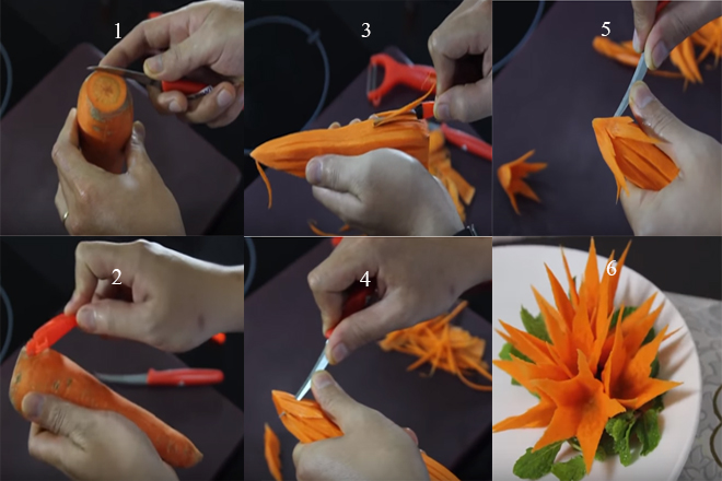 Các bước tỉa hoa ly từ cà rốt