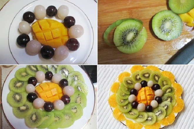 Xoài và trái cây chuẩn bị cho món tráng miệng