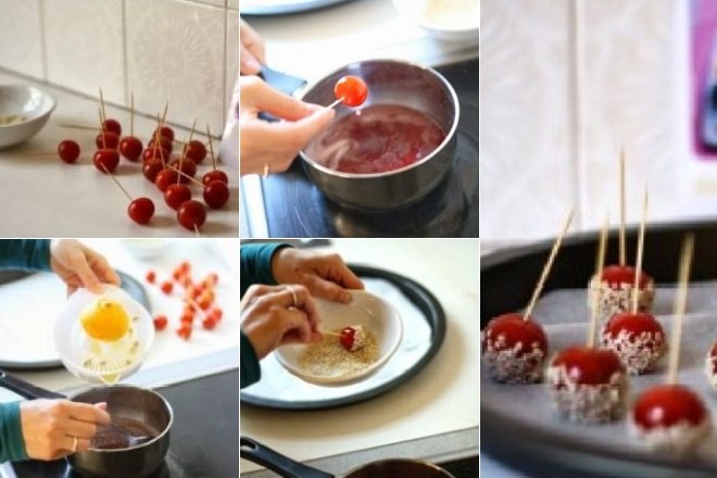 cách làm kẹo mứt cà chua bi tẩm mè