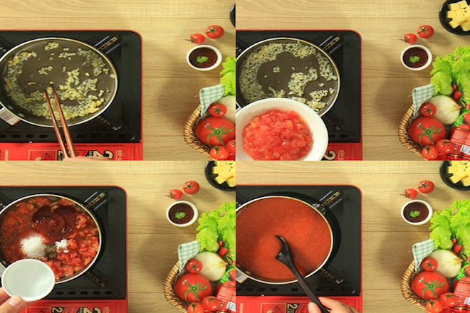 Cách làm bánh mì chảo sốt cà chua