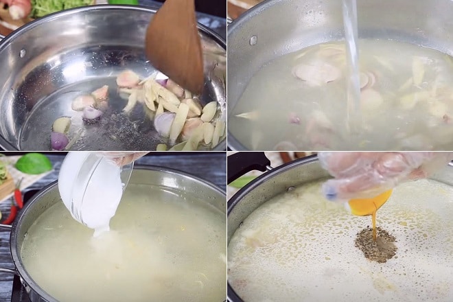 Cách nấu nước cốt gà riềng sả