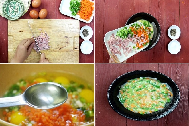 Cách thực hiện trứng cuộn Nước Hàn với rau quả, xúc xích trình diễn hấp dẫn
