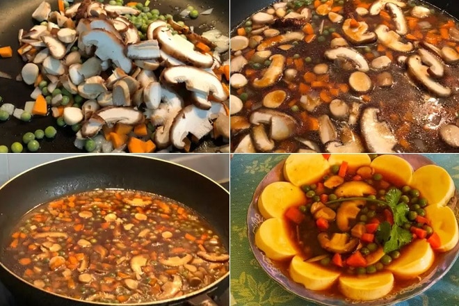 Các bước nấu đậu hũ non xốt nấm ăn chay