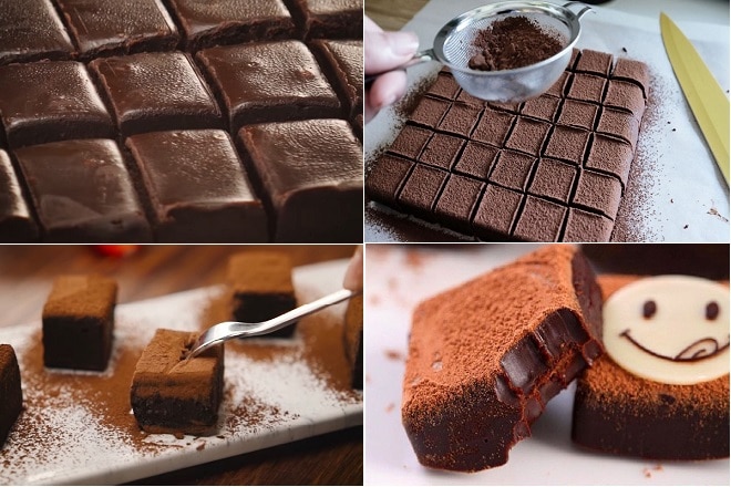 Thành phẩm Nama chocolate với bột cacao