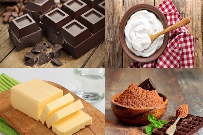 Nguyên liệu làm Nama Chocolate với bột cacao