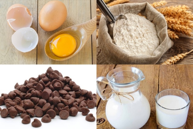 Nguyên liệu để làm bánh nướng xốp sô cô la chip